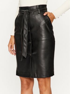 Slim fit kožená sukně z imitace kůže Morgan černé