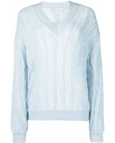 Кашмирен пуловер с v-образно деколте Agnona синьо