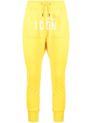 Спортни панталони skinny с принт жълто Dsquared2