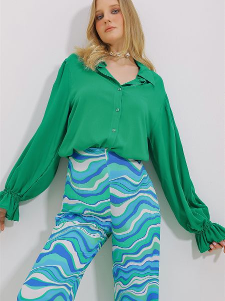 Koszula pleciona Trend Alaçatı Stili zielona
