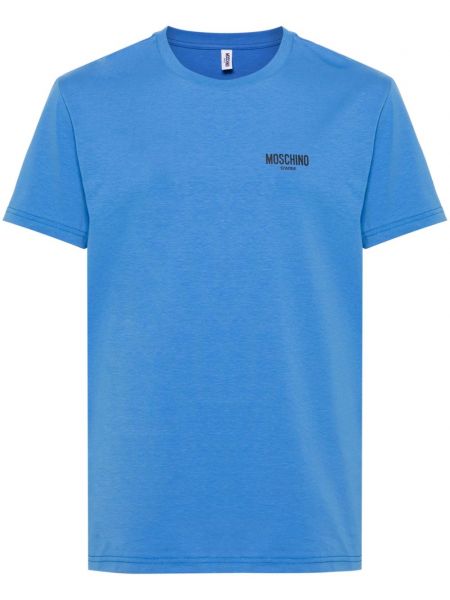 Bavlněné tričko s potiskem Moschino modré