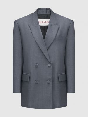 Мохеровый шерстяной пиджак Valentino серый