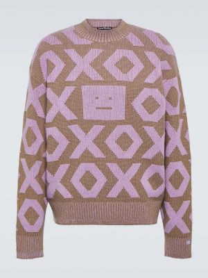 Памучен вълнен пуловер Acne Studios виолетово