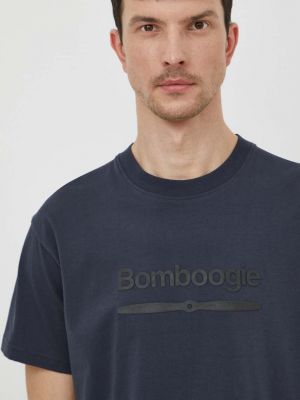 Памучна тениска с дълъг ръкав с принт Bomboogie синьо