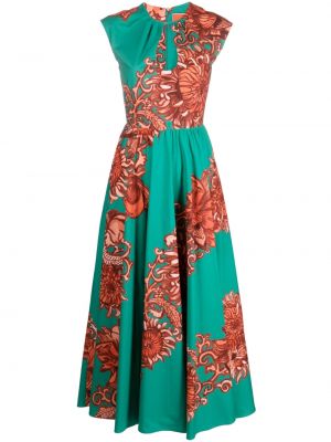 Koktel haljina s cvjetnim printom s printom La Doublej zelena