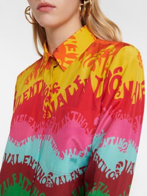 Памучна копринена риза с принт Valentino