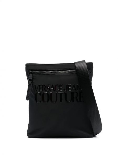 Torba z zadrgo s potiskom Versace Jeans Couture črna