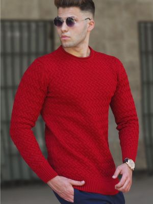 Slim fit priliehavý sveter Madmext červená