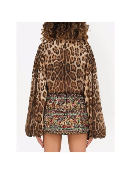 Blusa con lazo con estampado leopardo Dolce & Gabbana