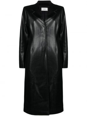 Černý kožený kabát Coperni