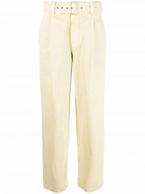 Pantaloni cu picior drept plisate Jil Sander galben