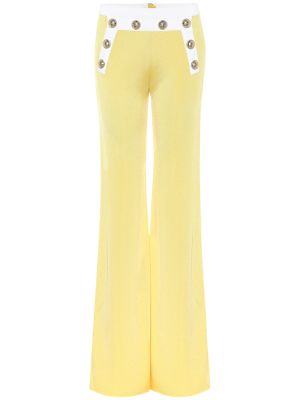 Kalhoty s vysokým pasem Balmain žluté