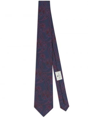 Hodvábna kravata s potlačou s paisley vzorom Etro modrá