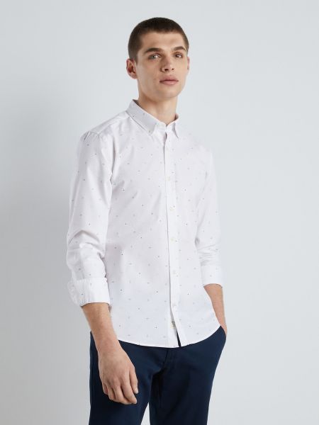 Camisa con estampado manga larga Easy Wear blanco