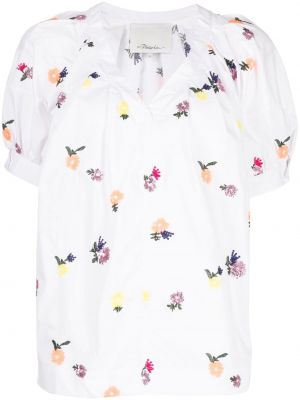 Bluza z vezenjem s cvetličnim vzorcem z v-izrezom 3.1 Phillip Lim bela