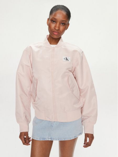 Džínová bunda relaxed fit Calvin Klein Jeans růžová