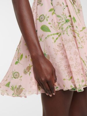 Květinové hedvábné mini šaty Giambattista Valli růžové