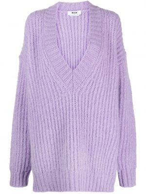 Chunky sveter s výstrihom do v Msgm fialová