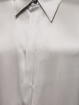 Hodvábna saténová košeľa Dolce & Gabbana sivá