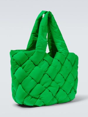 Nylónová nákupná taška Bottega Veneta zelená