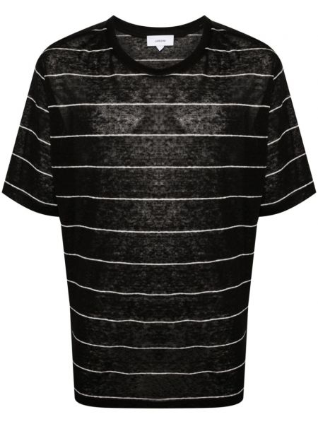 T-shirt à rayures en tricot Lardini noir