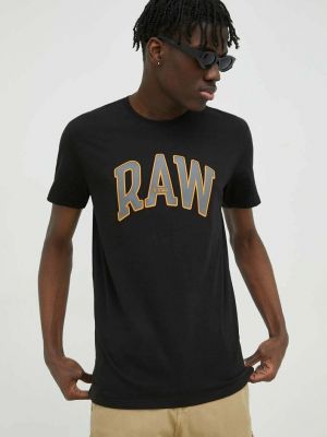 G-Star Raw pamut póló fekete, nyomott mintás G-star Raw