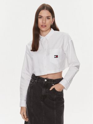 Voľná priliehavá rifľová košeľa Tommy Jeans biela
