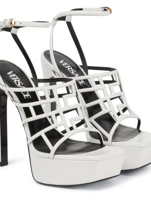 Sandale din piele cu platformă Versace alb