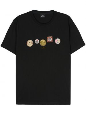 Kokvilnas t-krekls ar apdruku Paul Smith melns