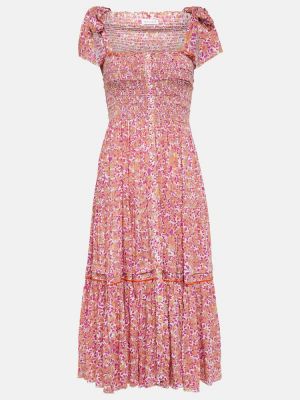 Φλοράλ μίντι φόρεμα Poupette St Barth ροζ