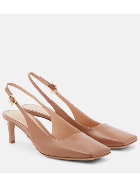 Slingback lakoti dabīgās ādas laiviņas Gianvito Rossi brūns