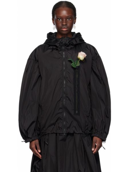 Черная куртка в цветочек с принтом Simone Rocha