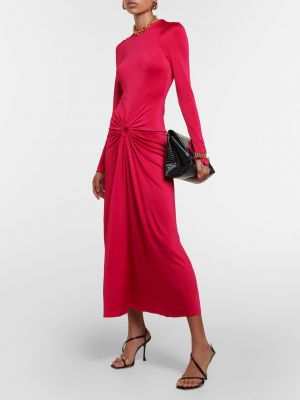 Платье миди из джерси Victoria Beckham розовое