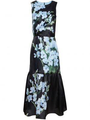 Trykt floral silke dress Carolina Herrera svart