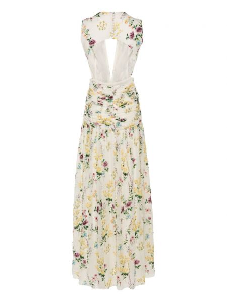 Sukienka koktajlowa w kwiatki z nadrukiem Costarellos biała