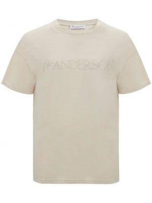Medvilninis siuvinėtas marškinėliai Jw Anderson smėlinė