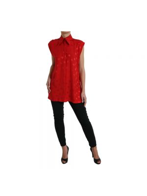 Camisa de seda con lunares Dolce & Gabbana rojo