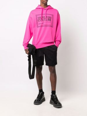 Sudadera con capucha con estampado Versace Jeans Couture rosa