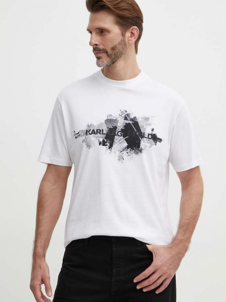 Bombažna majica Karl Lagerfeld bela
