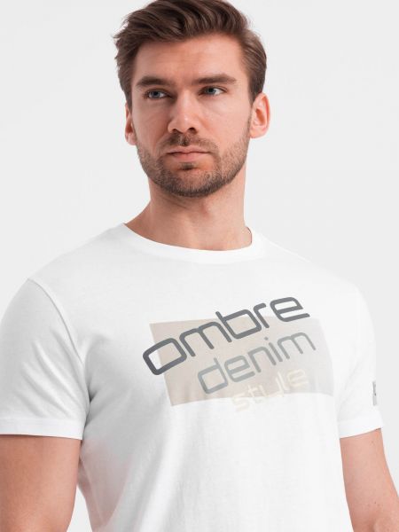 Памучна тениска Ombre бяло