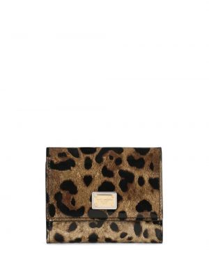 Portefeuille à imprimé à imprimé léopard Dolce & Gabbana marron