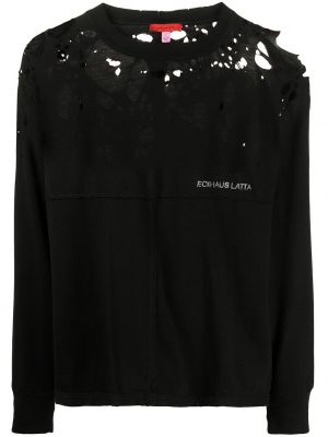 Obrabljena srajca s potiskom Eckhaus Latta črna