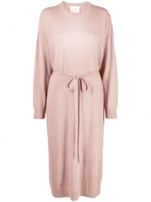 Μίντι φόρεμα με στρογγυλή λαιμόκοψη Nude ροζ