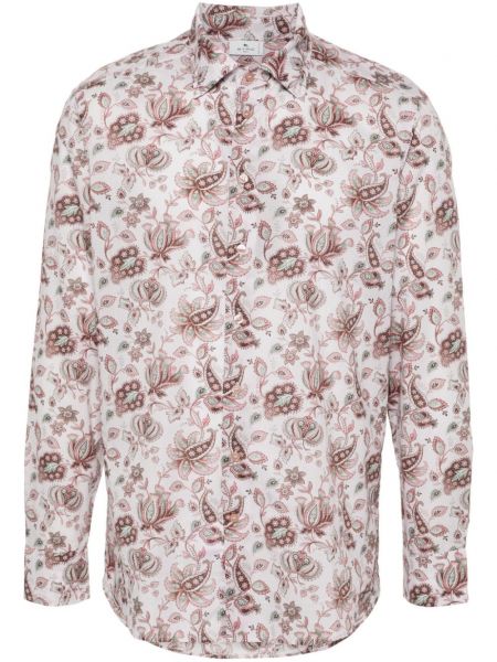 Φλοράλ βαμβακερό πουκάμισο με σχέδιο Etro ροζ