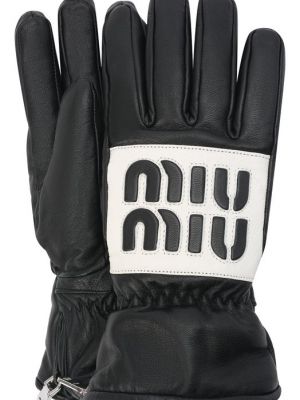 Кожаные перчатки Miu Miu белые