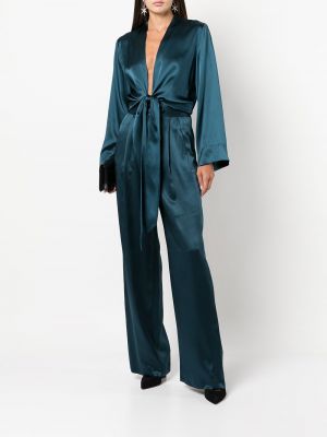Hose ausgestellt mit plisseefalten Michelle Mason blau