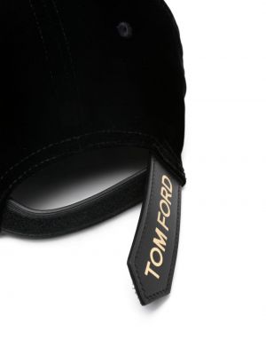 Aksamitna czapka z daszkiem z nadrukiem Tom Ford czarna