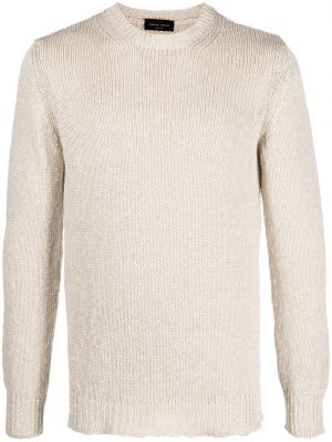Biały dzianinowy sweter bawełniany Roberto Collina