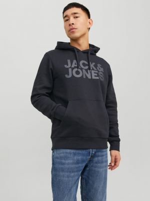 Kapučdžemperis Jack & Jones melns