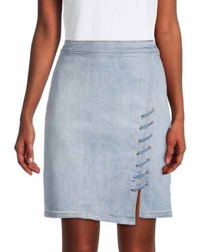 Джинсовая кружевная юбка на шнуровке Dkny, синяя